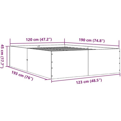 VidaXL Okvir za krevet boja hrasta 120x190 cm konstruirano drvo Slike