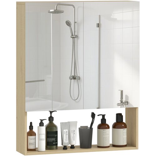 HOMCOM Ogledalna omara iverna plo&scaron;ča, steklo 60D x 16,6&Scaron; x 75V cm Hrast, (5000279371) Cene