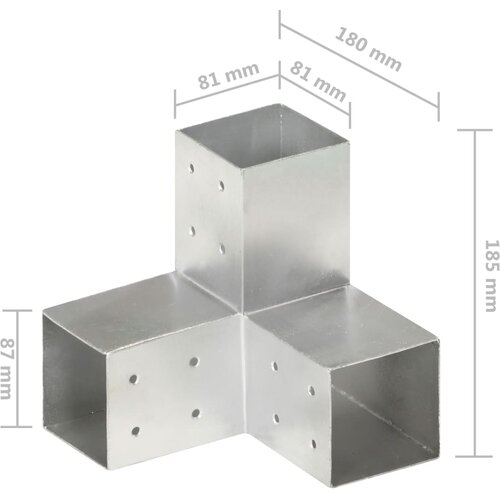  Spojnici za stupove u Y-obliku 4 kom pocinčani metal 81 x 81 mm Slike