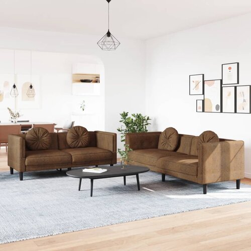 2-dijelni set sofa s jastucima smeđi baršunasti Cene