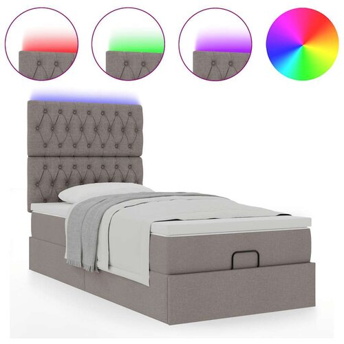 VidaXL otomanski okvir kreveta s madraca smeđesivi 100x200cm tkanine Slike