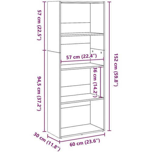 VidaXL Regal za knjige boja starog drva 60x30x152 cm konstruirano drvo Slike