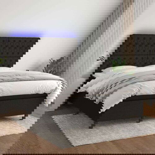 Box spring postelja z vzmetnico LED črna 140x200 cm blago, (20900924) Slike