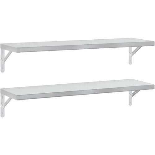 vidaXL Stenske police 2 kosa 100x30 cm srebrna nerjaveče jeklo, (21325869) Cene