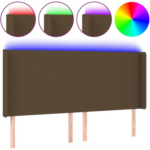 vidaXL LED posteljno vzglavje temno rjavo 163x16x118/128 cm blago, (20952052) Cene