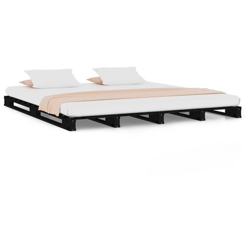  Krevet od paleta crni 120x190 cm od masivne borovine bračni Slike
