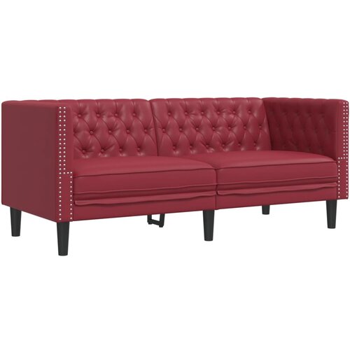 Maison Chic kavč - Sofa - Kanape dvosed Chesterfield vinsko rdeča umetno usnje, (21727164) Cene