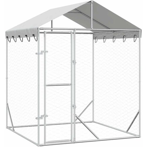  kavez za pse s krovom srebrni 2x2x2,5 m pocinčani čelik Slike