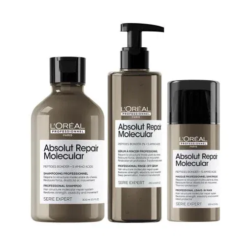 L´Oréal Paris Absolut Repair Molecular Professional Shampoo Set šampon 300 ml + serum za lase 250 ml + maska za lase 100 ml za ženske