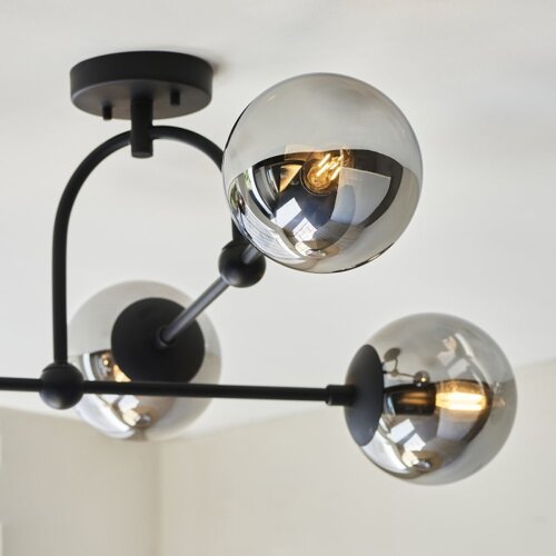 Endon 106662 - plafonski luster ontario 4xE14/7W/230V crna/zadimljena Slike