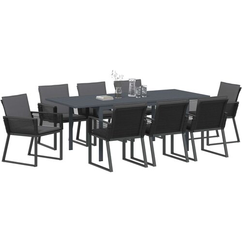  Vrtni set za objed 9 kom. poliratan 180 x 80 x 74 cm Slike