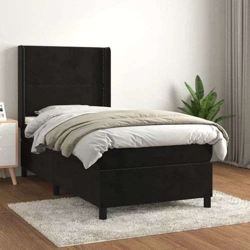Box spring postelja z vzmetnico črna 100x200 cm žamet, (20896171)