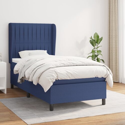 vidaXL Box spring postelja z vzmetnico modra 90x190 cm blago Cene