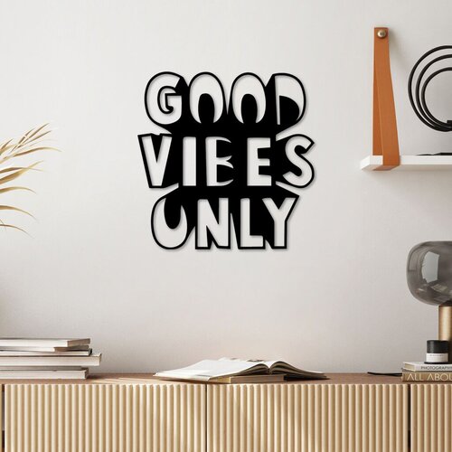 Wallity zidna dekoracija good vibes only 8, 50 x 50 cm, crna Cene