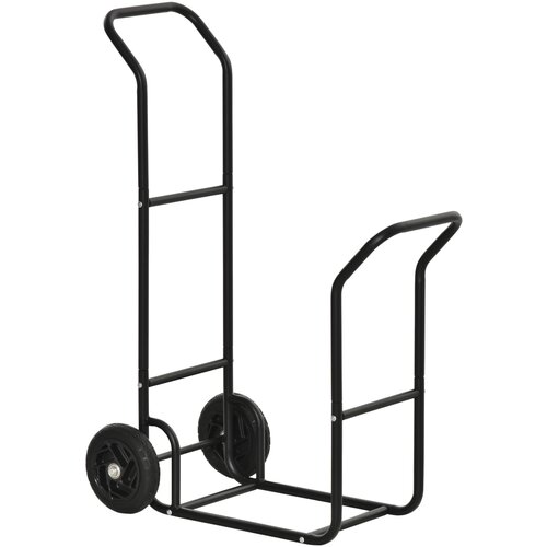 Outsunny jekleni voziček za polena z dvema kolesoma, za notranjo in zunanjo kurjavo, nosilnost 100 kg, 77x42x105 cm, črn, (20753090) Cene