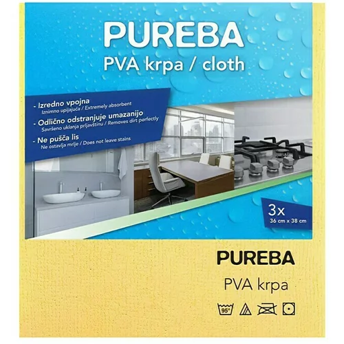  Krpa za čiščenje PVA Pureba (36x38 cm, mikrovlakna, rumena, 3 kos)