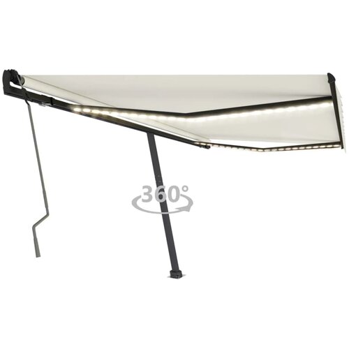 vidaXL ročno zložljiva tenda z led lučkami 450x350 cm krem Cene
