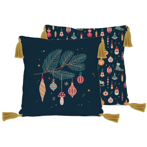 Really Nice Things Temno modra blazina iz me&amp;scaron;anice lana Really Nice Things Christmas Ornaments, 45 x 45 cm Slike