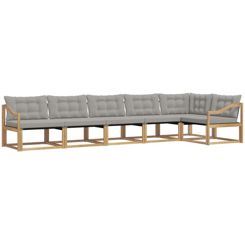  Set vanjskih sofa 6 kom. Bijela i svjetlosiva Smeđa 404 x 166,5 x 73 cm Slike