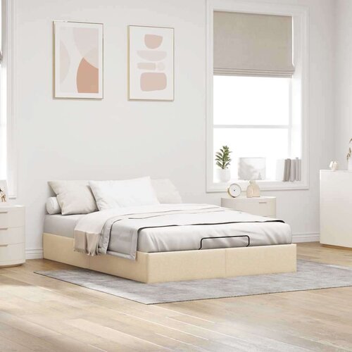 VidaXL otomanski okvir kreveta bez madraca krem 140x200 cm od tkanine Slike