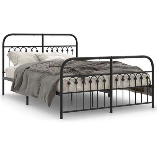VidaXL Metalni okvir kreveta uzglavlje i podnožje crni 140x190 cm Slike