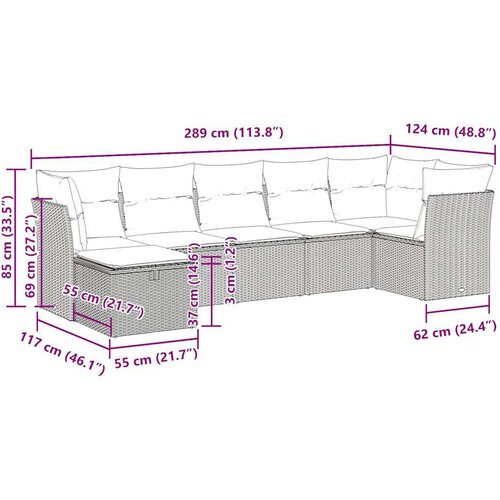 vidaXL 7-dijelni set vrtnih sofa od poliratana s jastucima smeđi Cijene