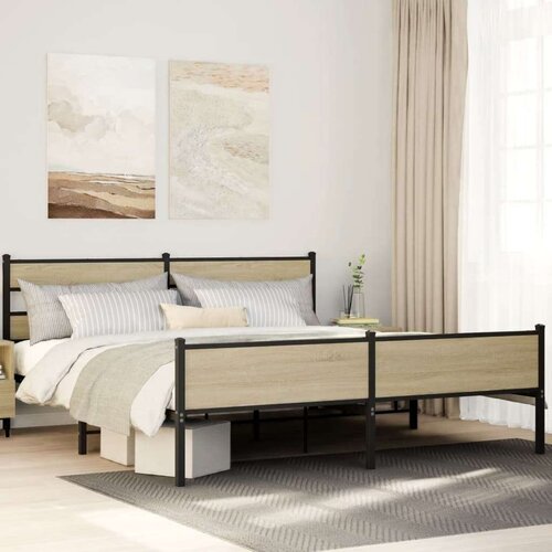 VidaXL metalni okvir kreveta bez madraca boja hrasta sonome 180x200 cm Slike