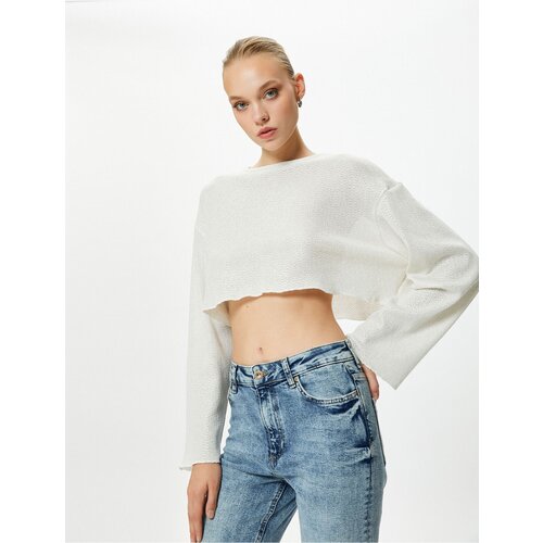 Koton Crop T-Shirt Knitted Wide Sleeves Relaxed Cut Crew Neck Slike