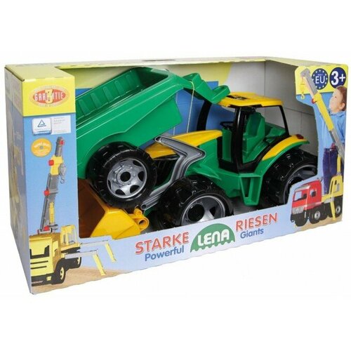 Lena igračka Maxi traktor sa lopatom i prikolicom Slike