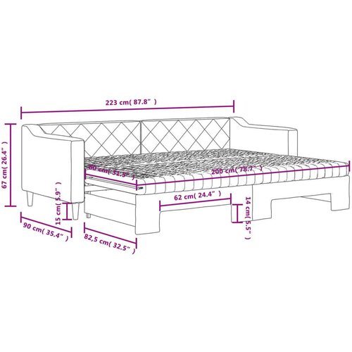 VidaXL dnevni krevet na razvlačenje smeđesivi 80 x 200 cm od tkanine Slike