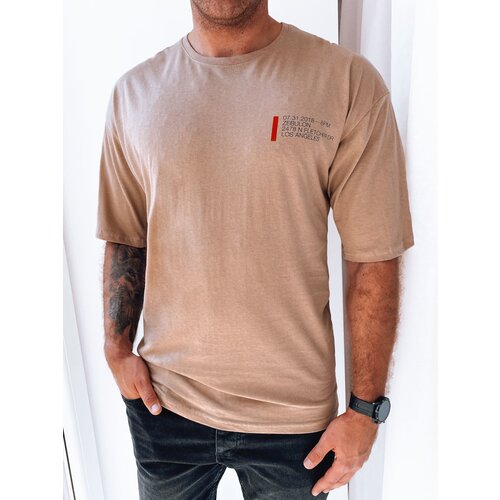 DStreet T-shirt męski z nadrukiem cappuccino Cene