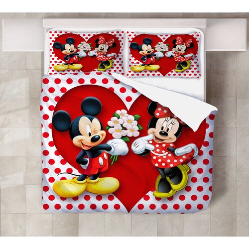 MEY HOME posteljina mickey and minnie mouse 3D 200x220cm crveno-bela Slike