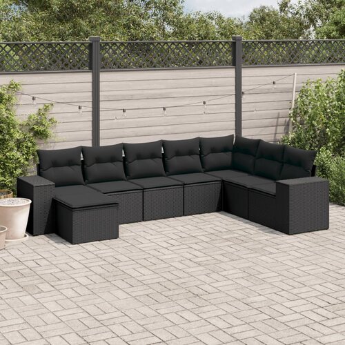 vidaXL 8-dijelni set vrtnih sofa od poliratana s jastucima crni Cijene