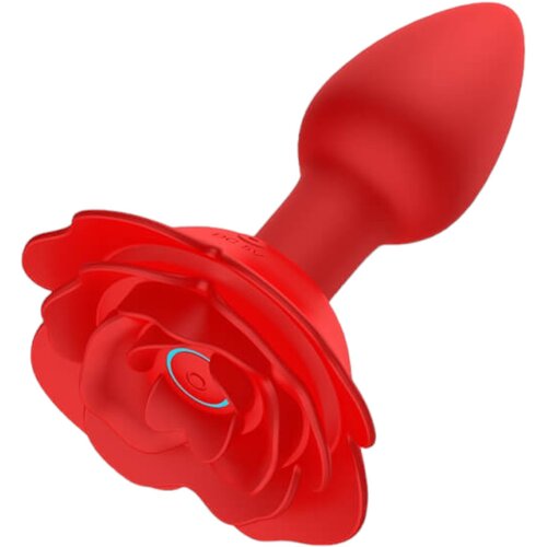 Lonely Rose Plug - punjivi, radio analni vibrator (crveni) Slike
