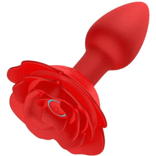 Lonely Rose Plug - punjivi, radio analni vibrator (crveni)