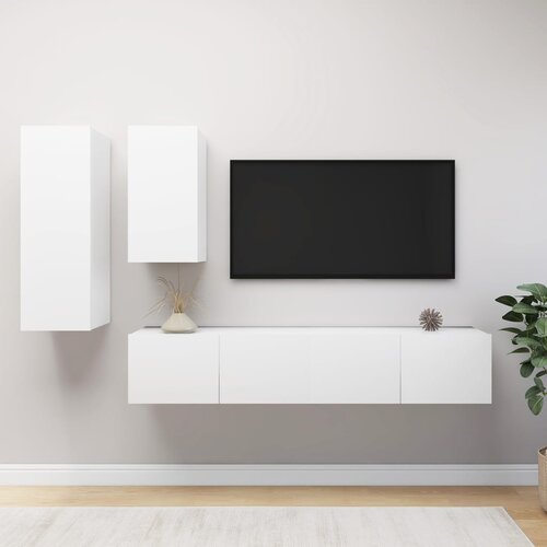 The Living Store Komplet TV omaric 4-delni bela iverna plošča - Komplet TV Omaric, (21434608) Cene