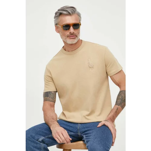 Polo Ralph Lauren Bombažna kratka majica moški, bež barva