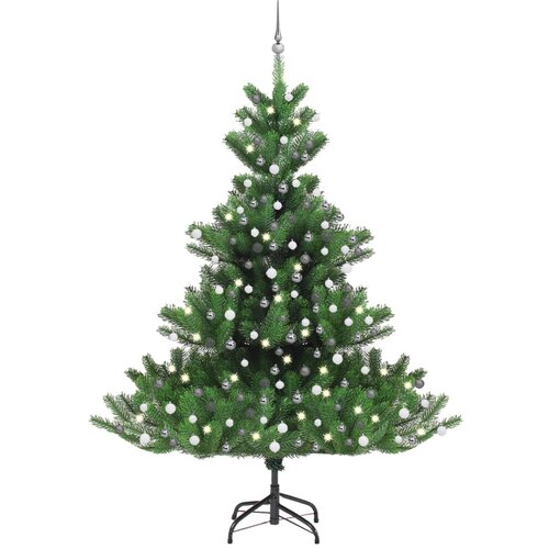 In umjetna božićna kavkaska jela led s kuglicama zelena 240 cm Slike