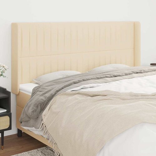  Uzglavlje s u&amp;scaron;ima krem 183x16x118/128 cm od tkanine Slike