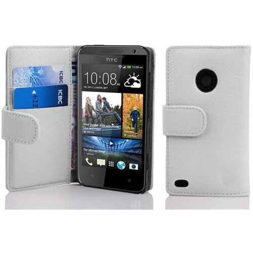 Cadorabo Ohišje, združljivo z HTC Desire 300 v snežno bela - Zaščitni ovitek iz teksturiranega umetnega usnja in žep za kartice, (20551238) Cene