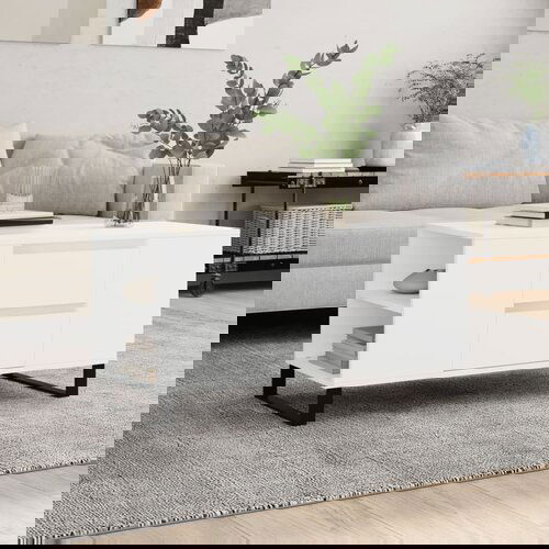 VidaXL Klubska mizica bela 102x44,5x50 cm inženirski les Slike