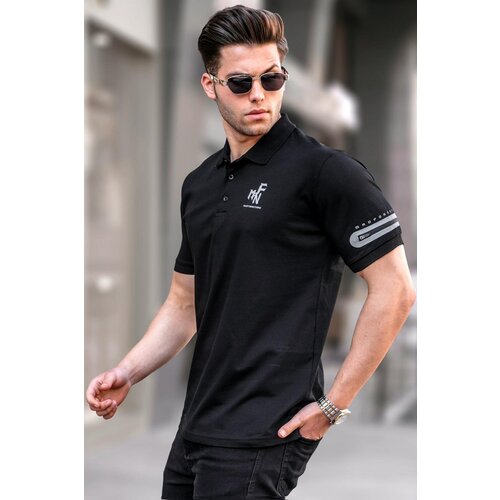Madmext Black Zipper Detailed Polo Collar Men's T-Shirt 5862 Slike