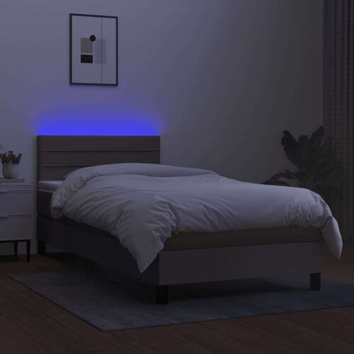  Krevet box spring s madracem LED smeđesivi 80 x 200 cm tkanina Slike