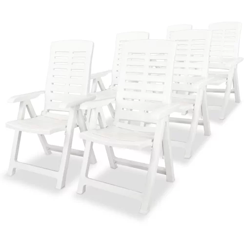 vidaXL Nastavljivi vrtni stoli 6 kosov plastika bele barve