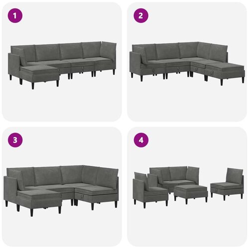  Set namje&amp;scaron;taja za dnevni boravak 5 pcs Tamnosiva Bar&amp;scaron;un - Tamnosiva 2x kutna + 2x srednja + 1x stolić Slike