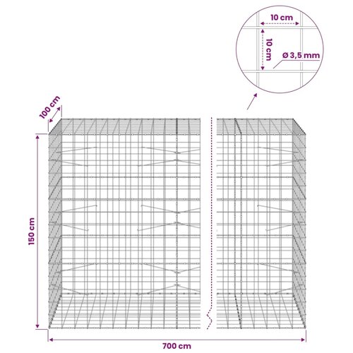  Gabion s žicom debljine 3 5 mm i mrežom 10x10 cm 700x100x150 cm - 100 cm 150 cm 700 cm Slike