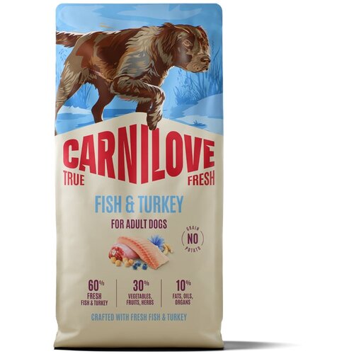 Carnilove Dog True Fresh Adult, briketi - riba in puran 12 kg Cene