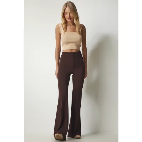 Happiness İstanbul Women's Brown Flared Leg Pants