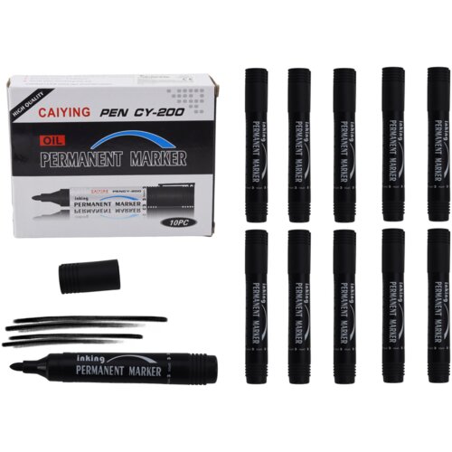  Permanent Marker Set Waterproof Black 10 Pcs. Slike