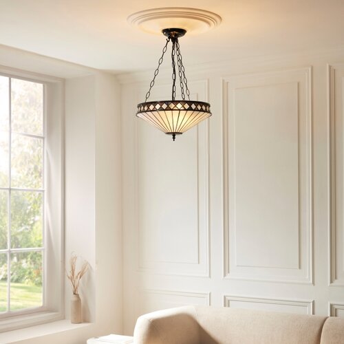 Endon 111870 - Tiffany FARGO luster na lancu, 3xE27/10W/230V, prečnika 41,5 cm Slike